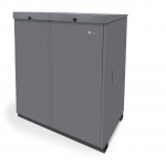 Ārpus telpām uzstādāmi granulu katli DOMUSA HM Outdoor- pašattīrošais siltummainis un deglis, granulu tvertne, izplešanās trauks, cirkulācijas sūknis, drošības grupa, siltināts konteineris